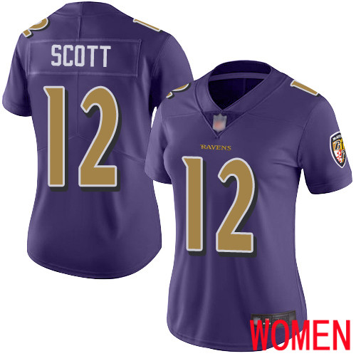 Baltimore Ravens Limited Purple Women Jaleel Scott Jersey NFL Football #12 Rush Vapor Untouchable